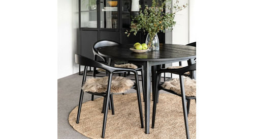 Vaasa Round Oak Dining Table Matte Black 120dia. 